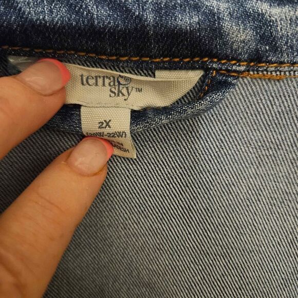 2x Terrace Sky Blue Jean Denim Button Up Jacket - Picture 4 of 9